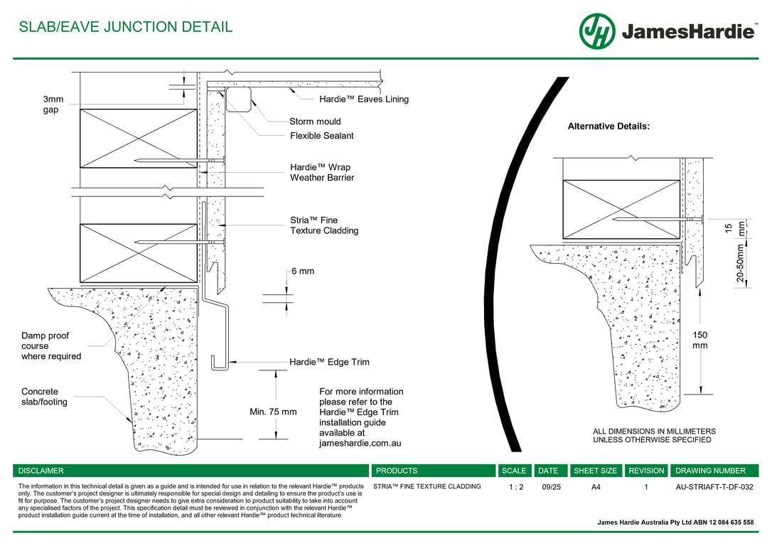 Navigate to AU-STRIAFT-T-DF-032 - SLAB-EAVE JUNCTION DETAIL