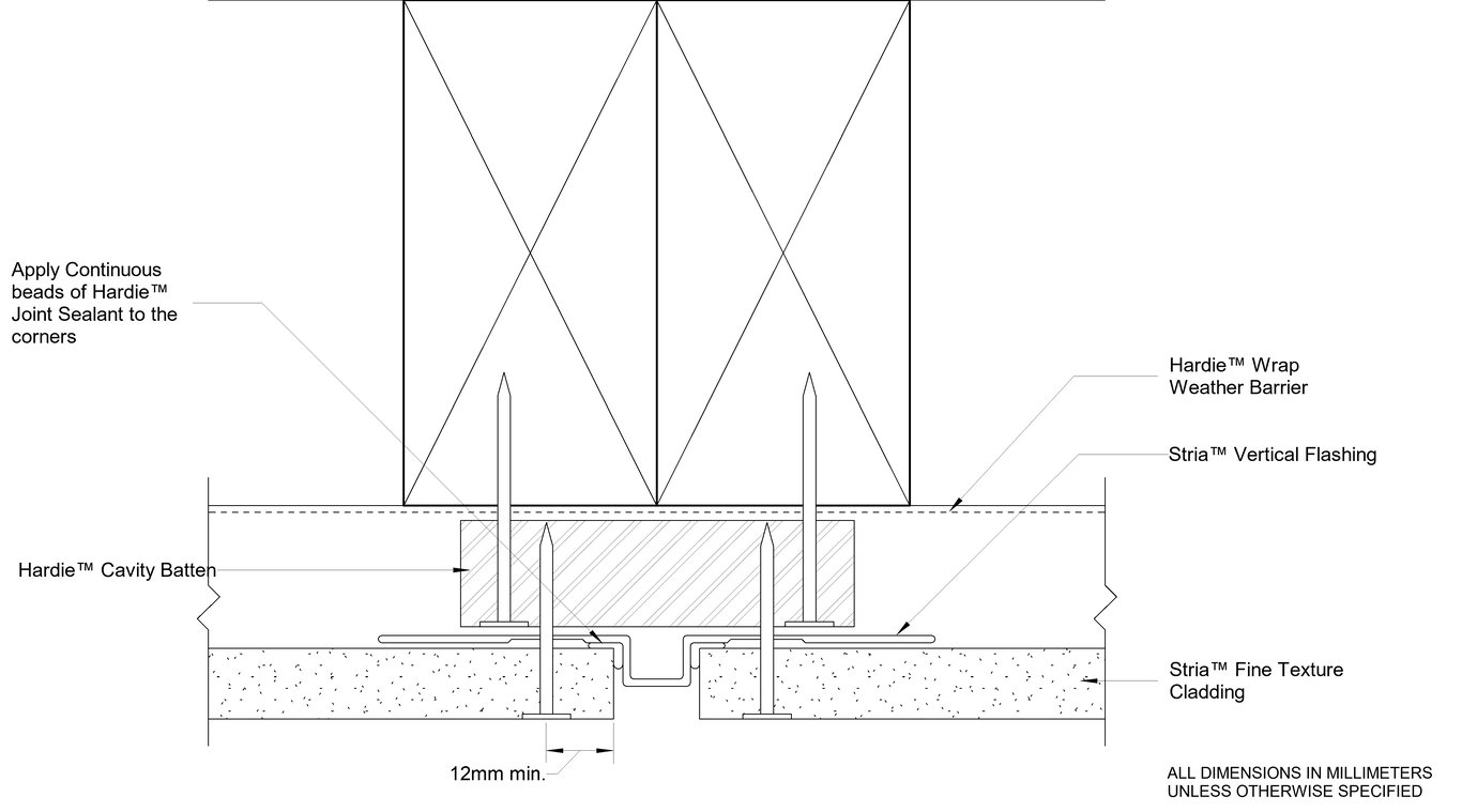 Navigate to STRIA FT Timber CFFC Vertical Joint Using STRIA Vertical Flashing Stop