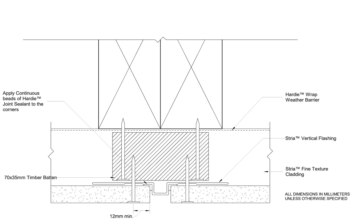 Navigate to STRIA FT Timber CFTB Vertical Joint Using STRIA Vertical Flashing Stop