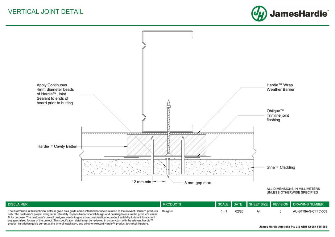 AU-STRIA-S-CFFC-009 - VERTICAL JOINT DETAIL