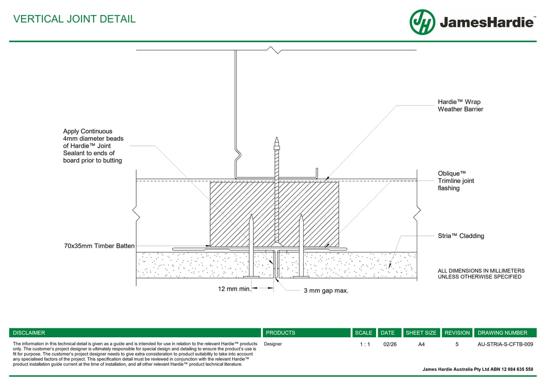 Navigate to AU-STRIA-S-CFTB-009 - VERTICAL JOINT DETAIL