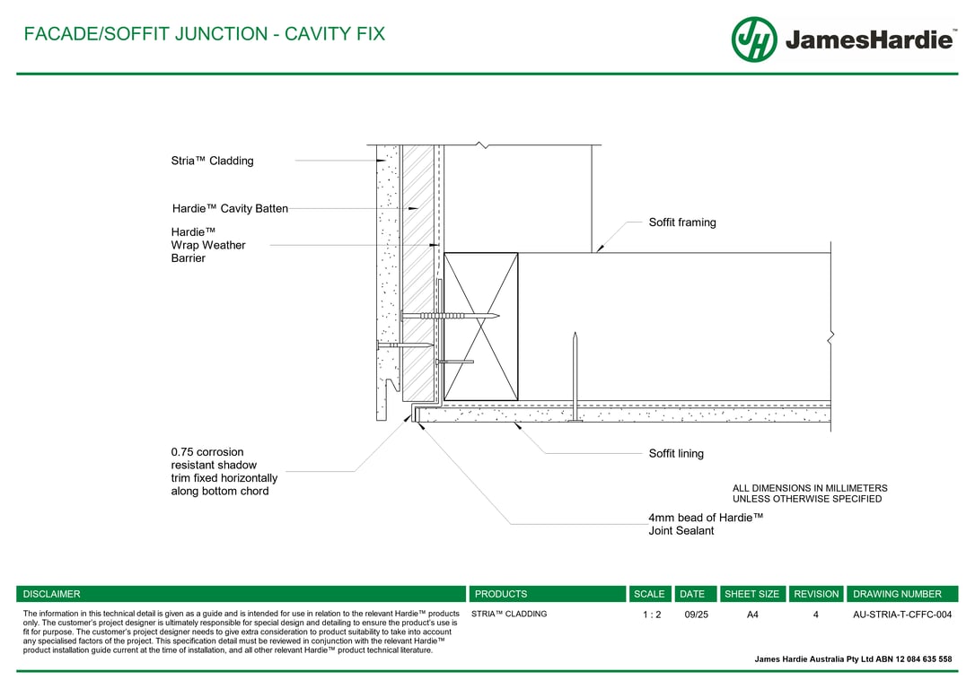 AU-STRIA-T-CFFC-004 - FACADE-SOFFIT JUNCTION - CAVITY FIX