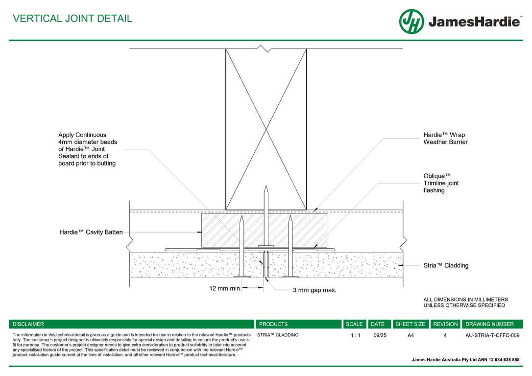 AU-STRIA-T-CFFC-009 - VERTICAL JOINT DETAIL