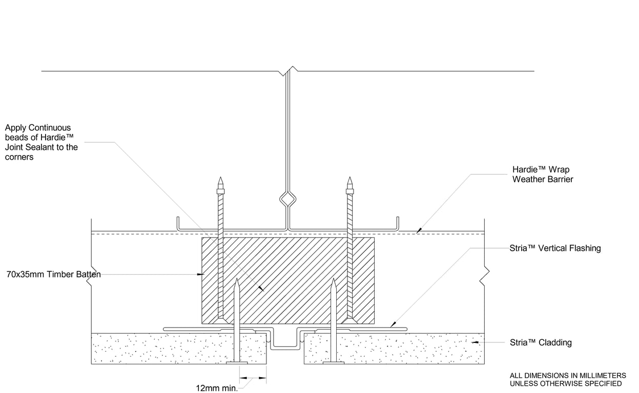 Navigate to STRIA Steel CFTB Vertical Joint Using STRIA Steel Vertical Flashing Stop