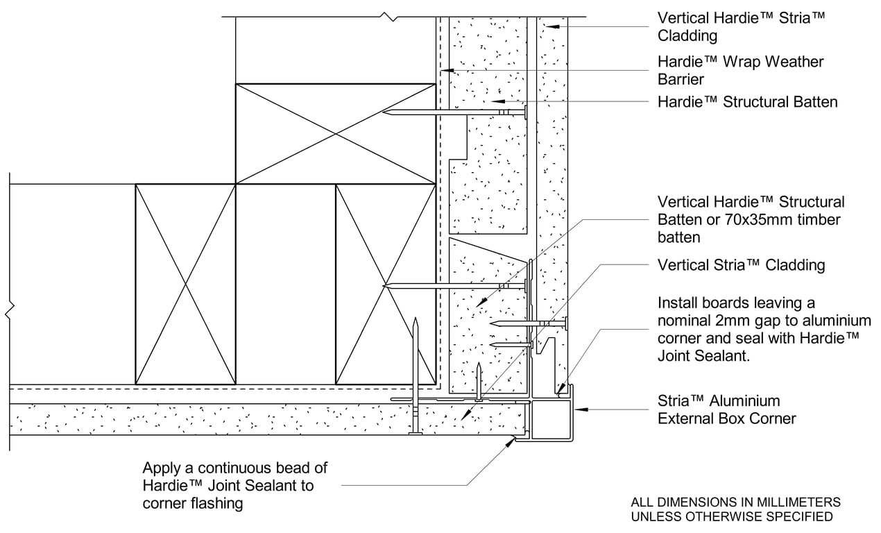 Navigate to STRIA Timber CFFC External Corner Between Vertical And Horizontally Oriented Boards