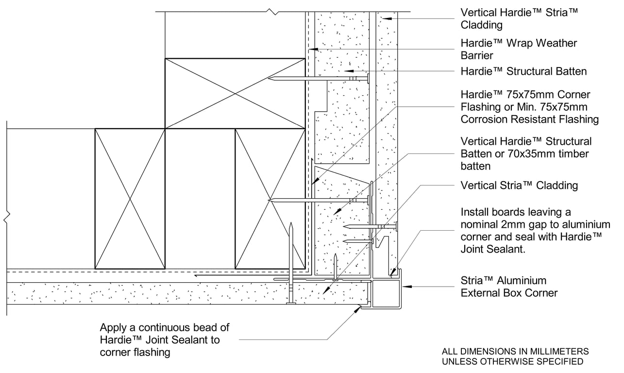 Navigate to STRIA Timber CFTB External Corner Between Vertical And Horizontally Oriented Boards