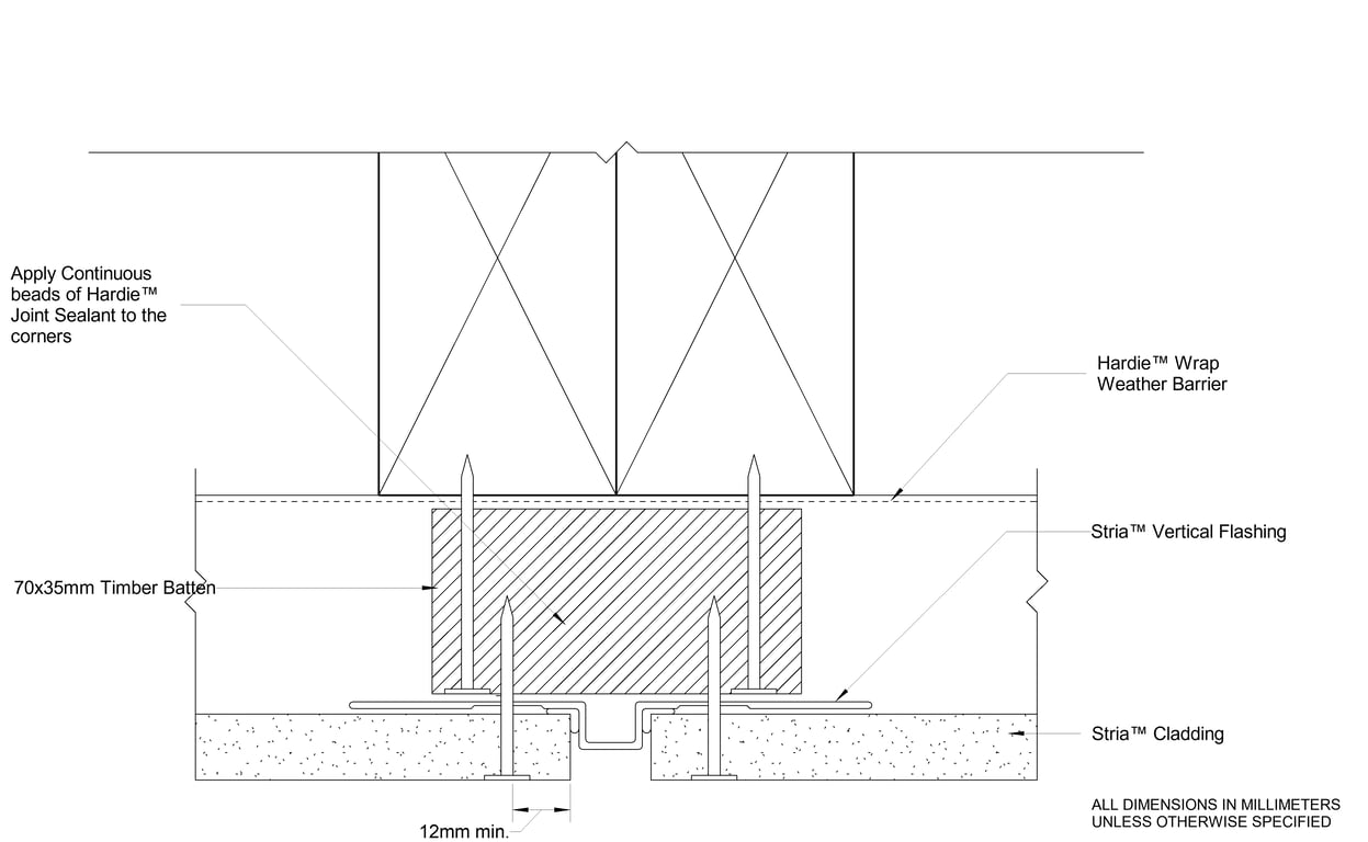 Navigate to STRIA Timber CFTB Vertical Joint Using STRIA Timber Vertical Flashing Stop