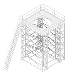 3D Documentation Image of Platform Modular KattsafeUSA CoolingTower Ladder Left