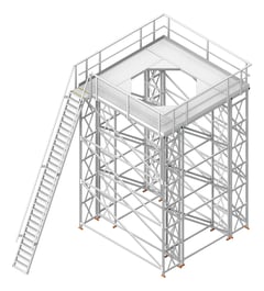 3D Shaded Image of Platform Modular KattsafeUSA CoolingTower Ladder Left