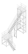 3D Documentation Image of Stair Modular KattsafeUSA LShape 2Stages LeftExit