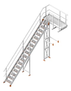 3D Shaded Image of Stair Modular KattsafeUSA Platform NoSupport RightExit
