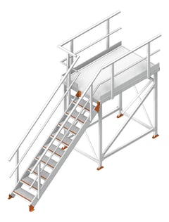 3D Shaded Image of Stair Modular KattsafeUSA Platform Wide