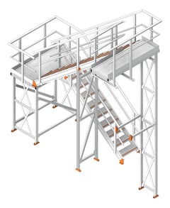 3D Shaded Image of Stair Modular KattsafeUSA UShape 2Stages RightExit