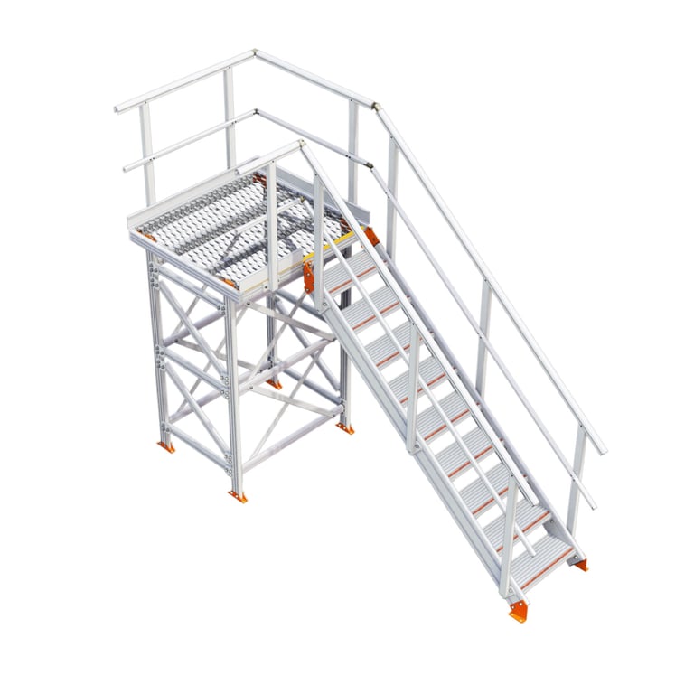 KS20L-Kattsafe-modular-platform-no-support-left-exit.jpg Image of Stair Modular Kattsafe Platform NoSupport LeftExit