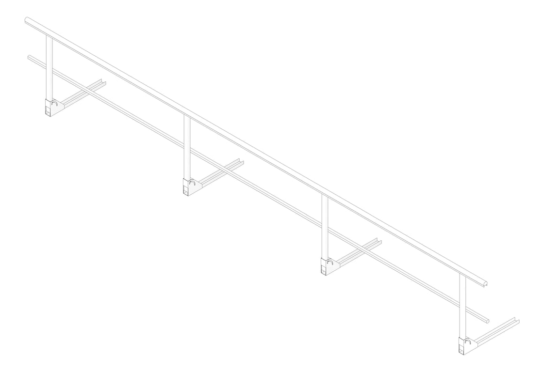 3D Documentation Image of Guardrail Kattsafe MetalDeckMount FoldDown