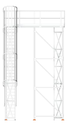 Front Image of Platform Modular Kattsafe CoolingTower Ladder Left
