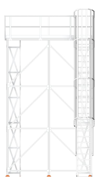 Front Image of Platform Modular Kattsafe CoolingTower Ladder Right