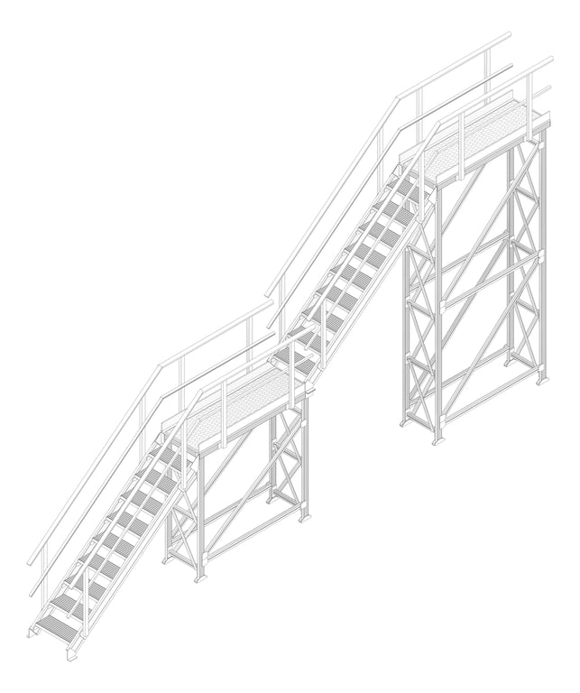 3D Documentation Image of Stair Modular Kattsafe 2Stages