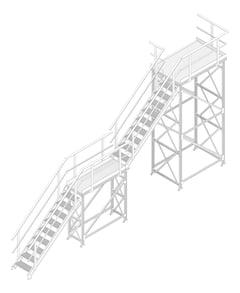 3D Documentation Image of Stair Modular Kattsafe 2Stages LeftExit