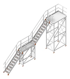 3D Shaded Image of Stair Modular Kattsafe 2Stages RightExit