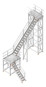 3D Shaded Image of Stair Modular Kattsafe LShape 2Stages LeftExit