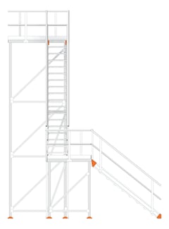 Front Image of Stair Modular Kattsafe LShape 2Stages LeftExit