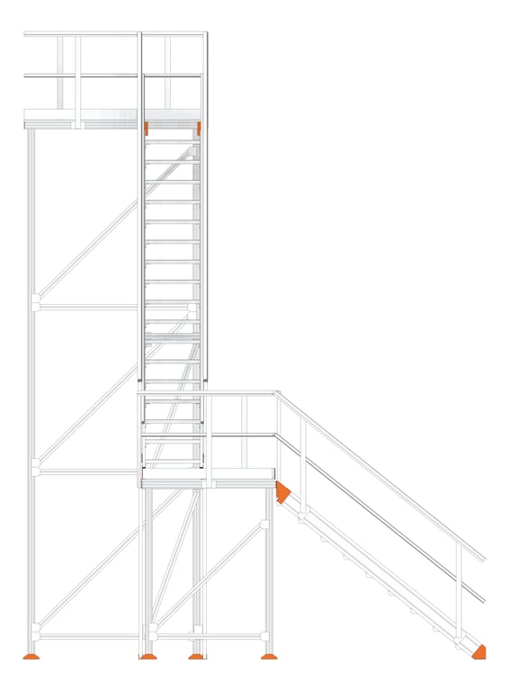 Front Image of Stair Modular Kattsafe LShape 2Stages LeftExit