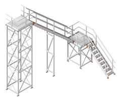 3D Shaded Image of Stair Modular Kattsafe LShape 2Stages RightExit