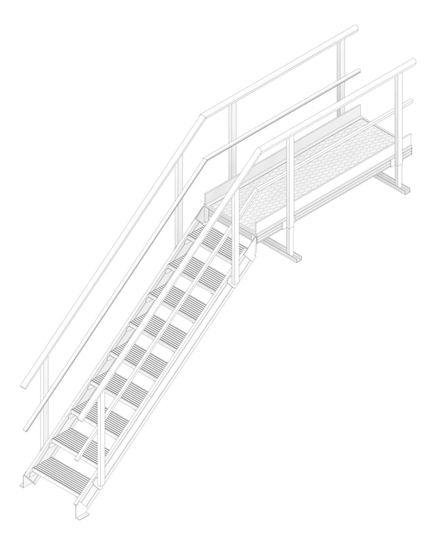 3D Documentation Image of Stair Modular Kattsafe Platform NoSupport