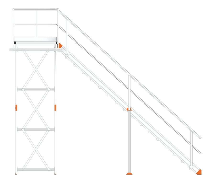 Left Image of Stair Modular Kattsafe Platform NoSupport LeftExit