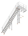 3D Shaded Image of Stair Modular Kattsafe Platform NoSupport RightExit