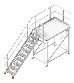 3D Shaded Image of Stair Modular Kattsafe Platform RightExit