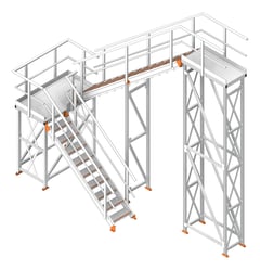 3D Shaded Image of Stair Modular Kattsafe UShape 2Stages