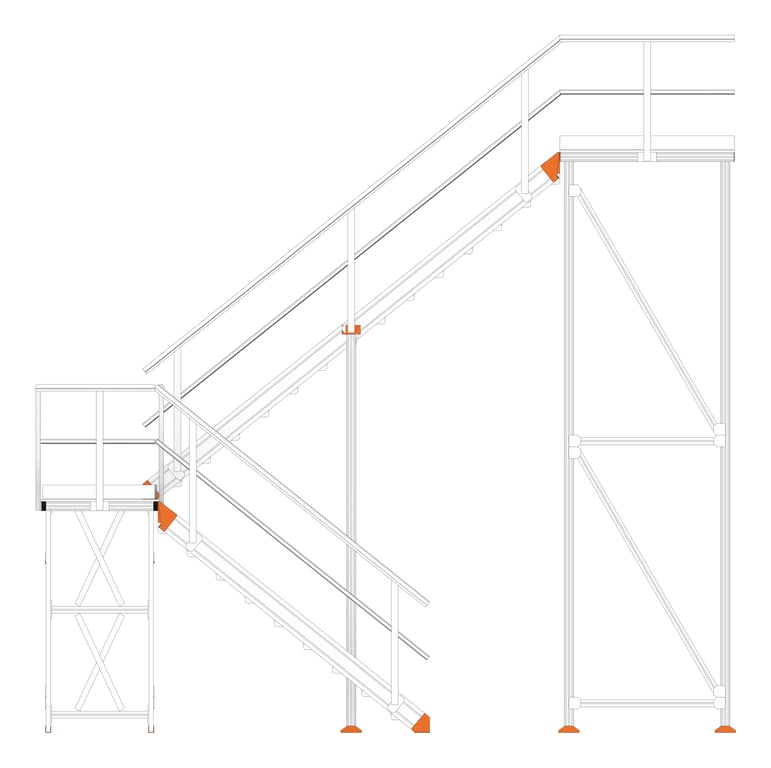 Front Image of Stair Modular Kattsafe UShape 2Stages
