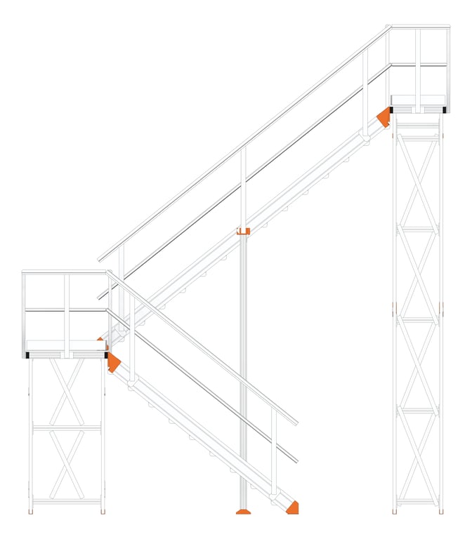 Front Image of Stair Modular Kattsafe UShape 2Stages LeftExit