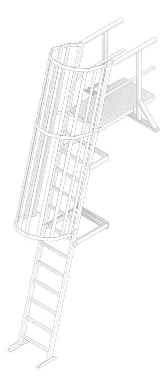 3D Documentation Image of Ladder Rung Kattsafe Angled Caged