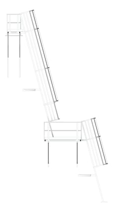 Front Image of Ladder Rung Kattsafe Angled Caged AccessPlatform