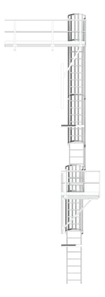 Left Image of Ladder Rung Kattsafe Angled Caged AccessPlatform