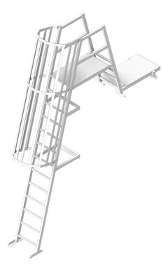 3D Shaded Image of Ladder Rung Kattsafe Angled Caged ParapetPlatform