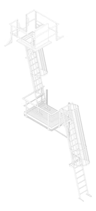 3D Documentation Image of Ladder Rung Kattsafe Angled Caged RoofAccessHatch Midway
