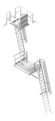 3D Shaded Image of Ladder Rung Kattsafe Angled Caged RoofAccessHatch Midway