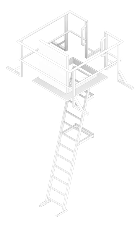 3D Documentation Image of Ladder Rung Kattsafe Angled Mini RoofAccessHatch