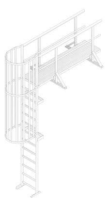 3D Documentation Image of Ladder Rung Kattsafe Vertical Caged AccessKit