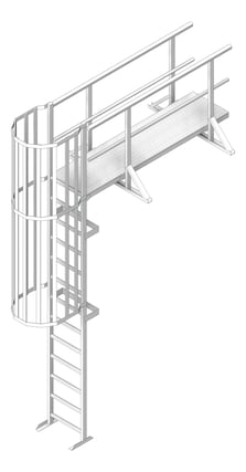 3D Shaded Image of Ladder Rung Kattsafe Vertical Caged AccessKit
