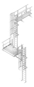 3D Shaded Image of Ladder Rung Kattsafe Vertical Caged AccessKit Midway