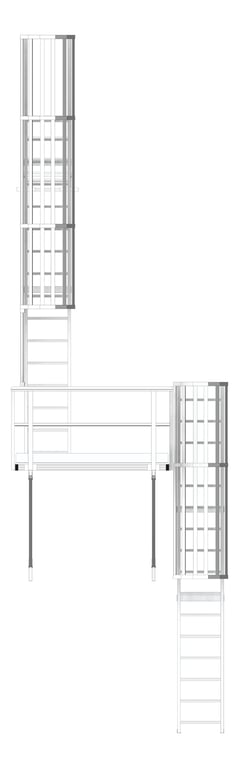 Front Image of Ladder Rung Kattsafe Vertical Caged ParapetPlatform Midway
