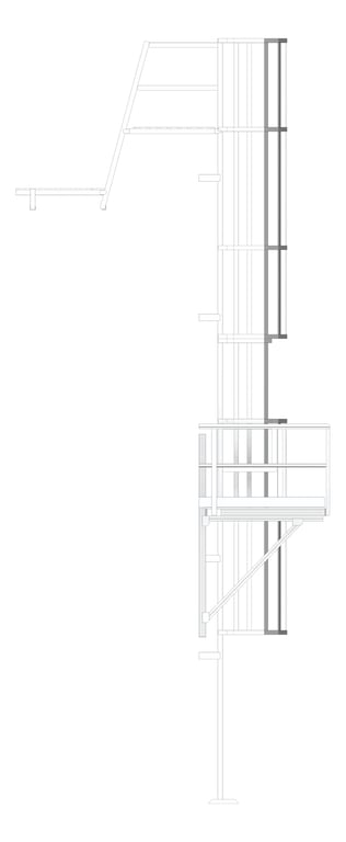 Left Image of Ladder Rung Kattsafe Vertical Caged ParapetPlatform Midway