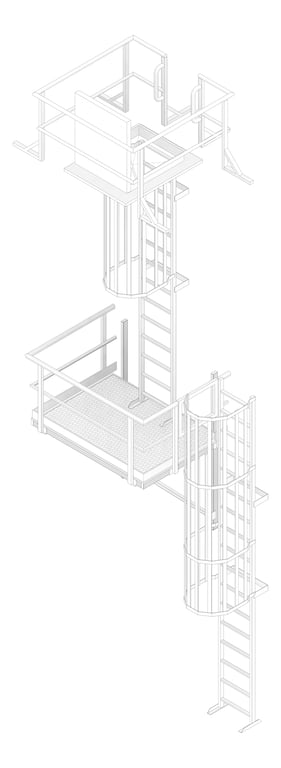 3D Documentation Image of Ladder Rung Kattsafe Vertical Caged RoofAccessHatch Midway