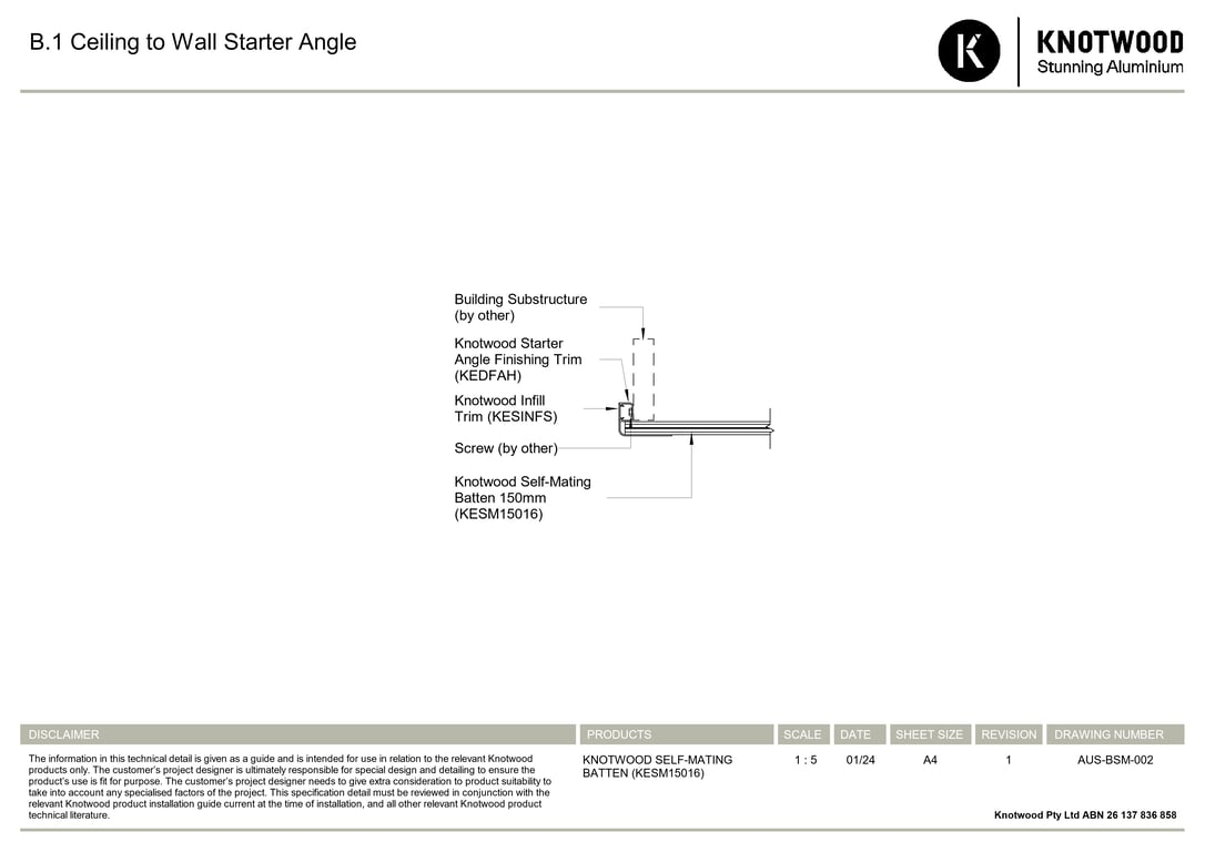 Navigate to AUS-BSM-002 - B-1 Ceiling to Wall Starter Angle