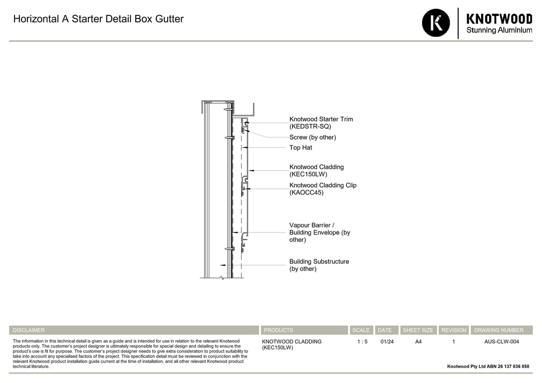 Navigate to AUS-CLW-004 - Horizontal A Starter Detail Box Gutter